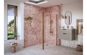 Flecx Optional 1950x300x8mm Rotatable Wetroom Panel (Full Hinge) - Brushed Bronze